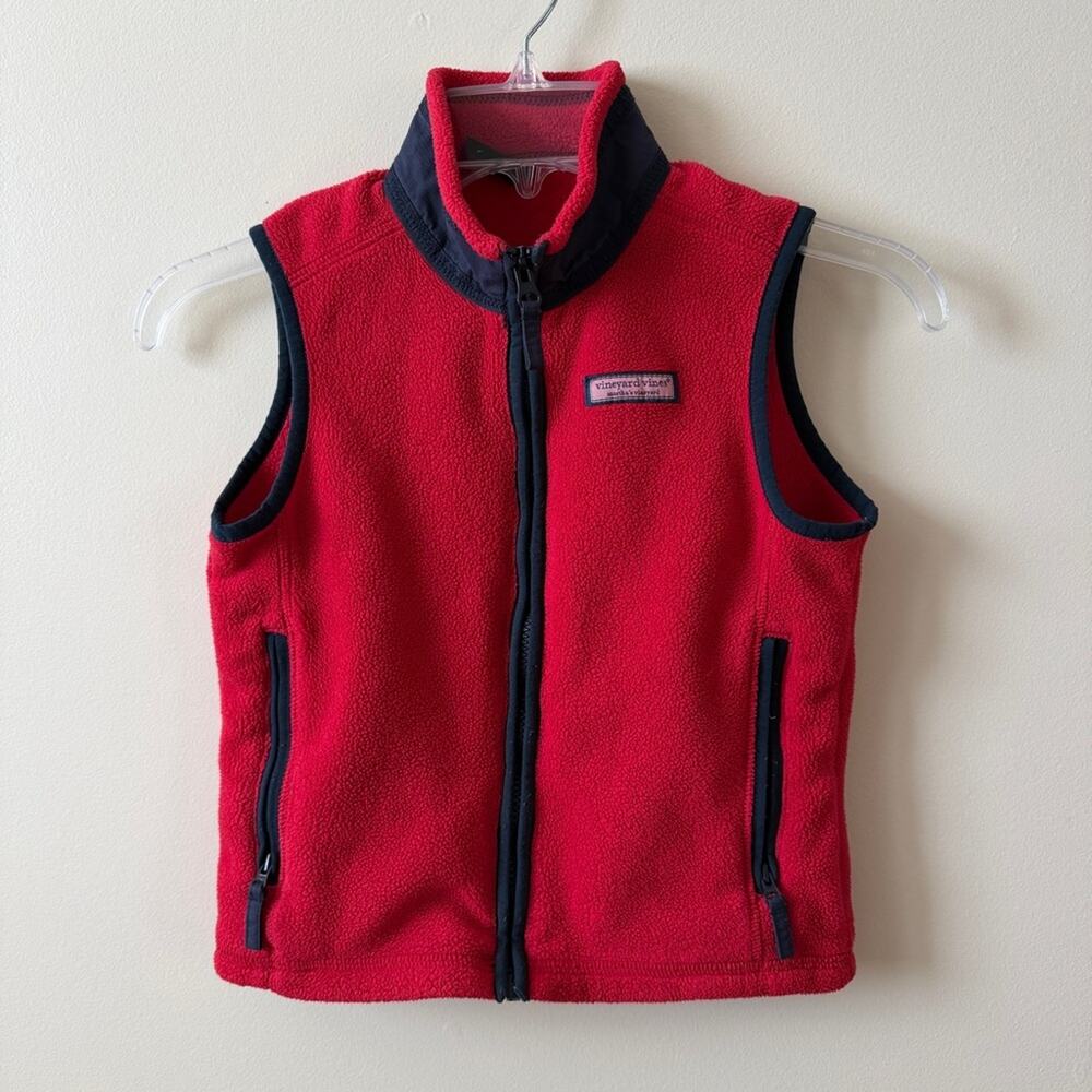 Vineyard Vines Fleece Vest Red and Blue Boys Size 6
